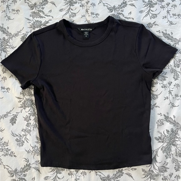 Athleta Tops - Athleta Signature Rib Crop Tee Black